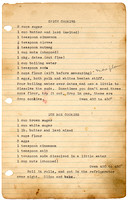 Page from Ma's recipe book